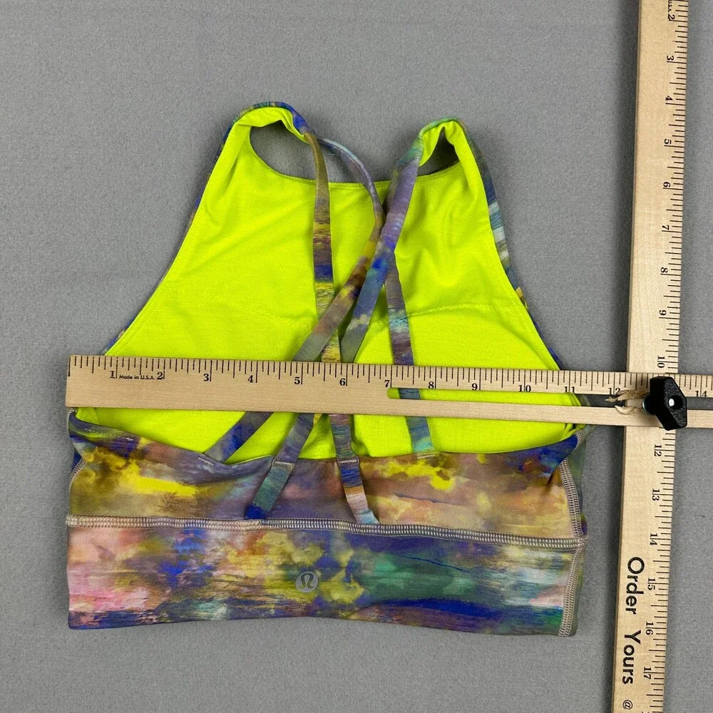 Lululemon Sports Bra Women 4 Blue Altered Natur Energy High-Neck Longline Tough